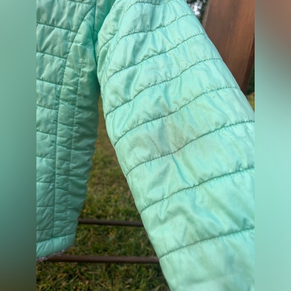 North Face Girls 8-10 Jacket Coat Gray Plush Fleece/Aqua Zipper & Pockets - Picture 5 of 15